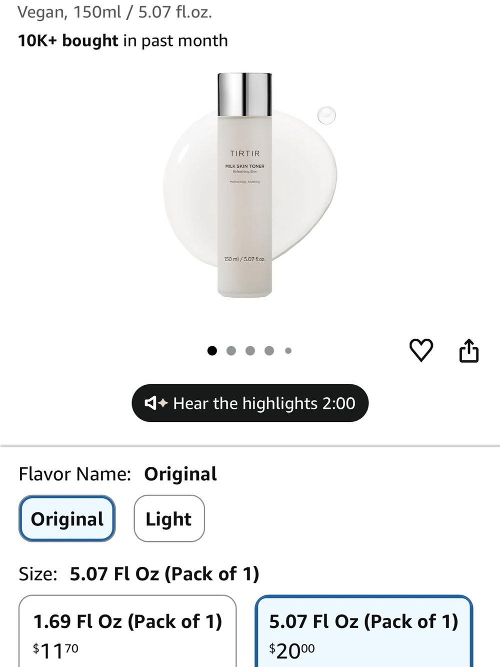 NEW! Tirtir Milk Skin Toner – Original (White) 150ml